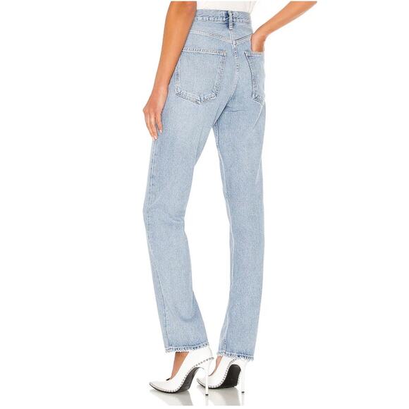 AGOLDE High Rise Straight Leg Blue Jeans Women's 25  Light Wash Distressed - Picture 2 of 13